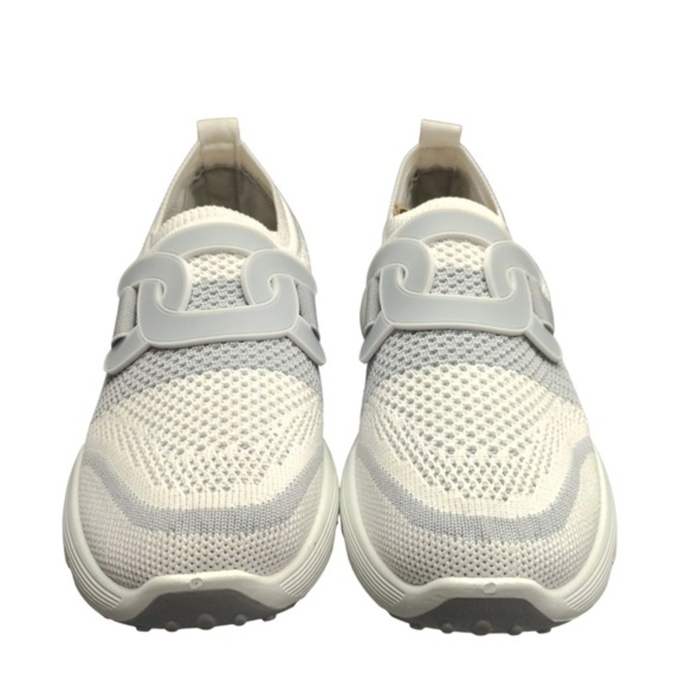 GVS Sport Gloria Vanderbilt Shalamar Sneakers Womens 7.5 White Gray Slip On EUC‎